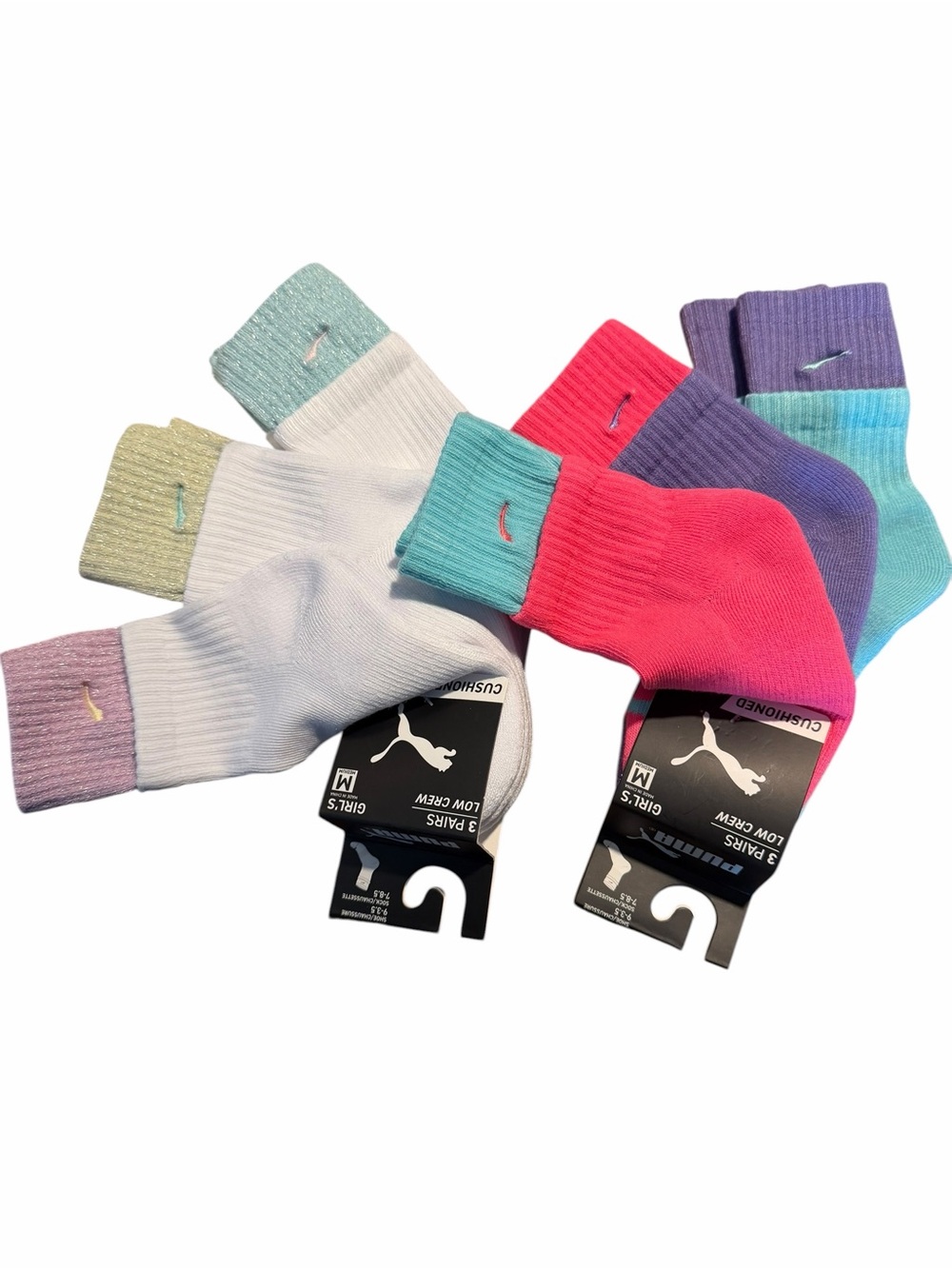 Puma Girls' Low Crew Socks -(3-Pack) x 2